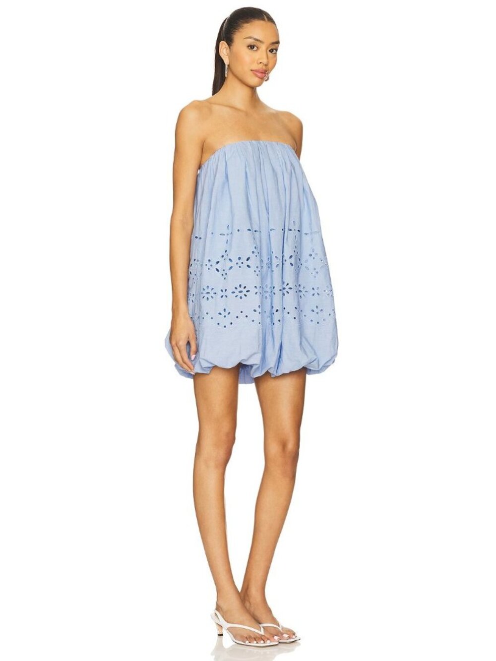 Hemant & Nandita Tube Balloon Mini Dress Powder Blue Womens Size Small - Picture 3 of 13